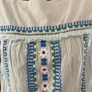 VINEYARD VINES Aqua Cotton Embroidered Shift Dress